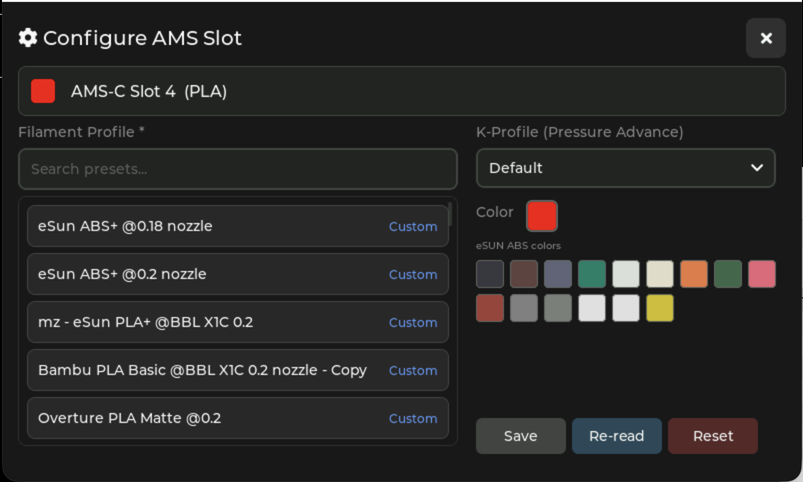 Configure Slot from Display